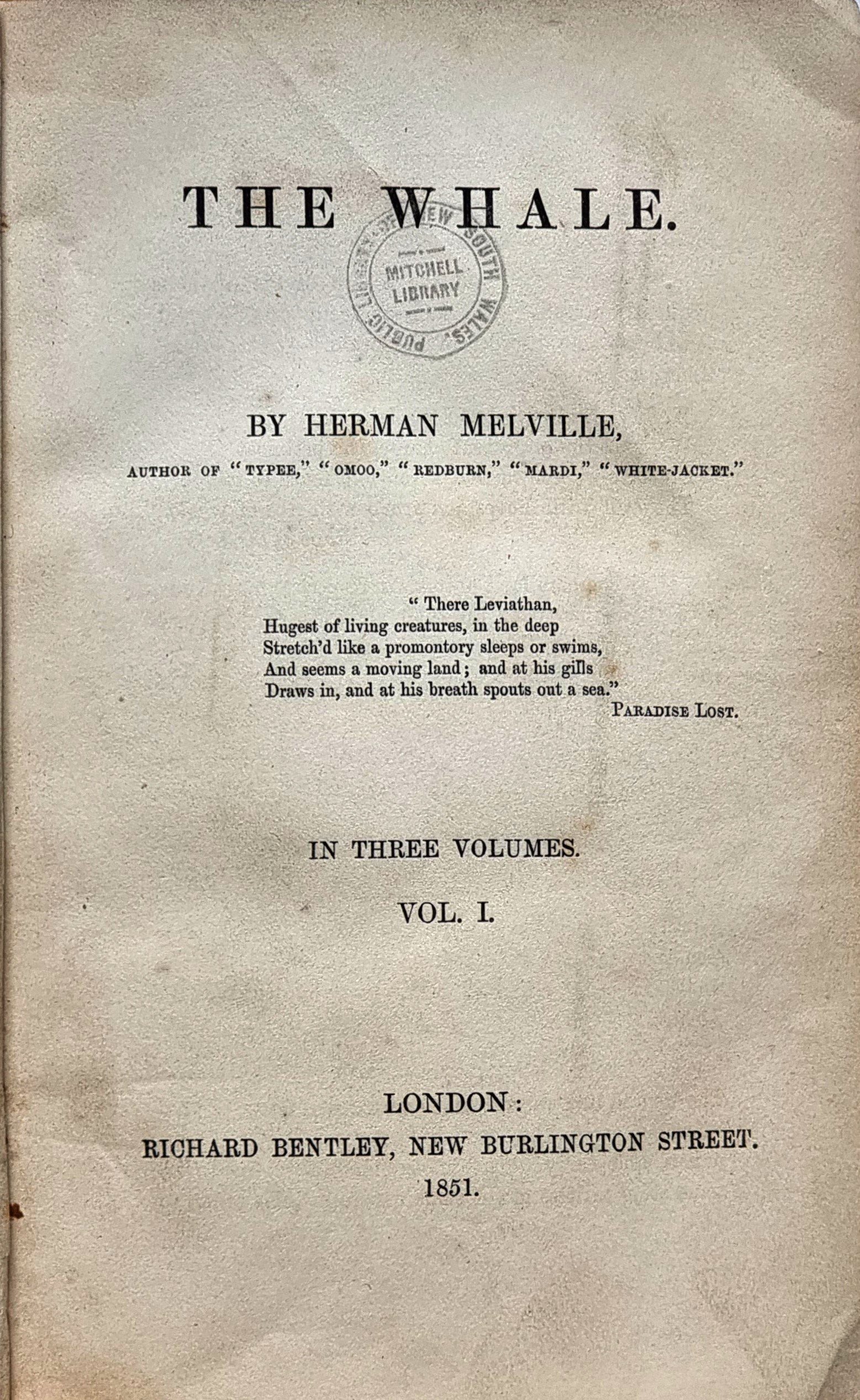 Mitad de título: The Whale or Moby Dick (1851)
